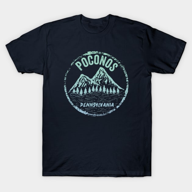 Poconos Mountains Pennsylvania Vacation Souvenir Hiking T-Shirt by Pine Hill Goods